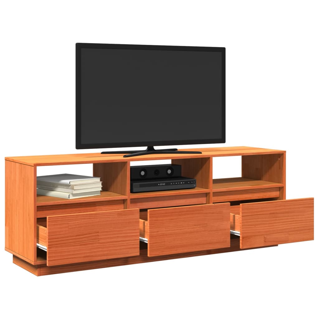 vidaXL TV Cabinet Wax Brown 140x37x50 cm Solid Wood Pine
