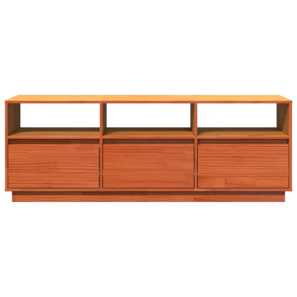 vidaXL TV Cabinet Wax Brown 140x37x50 cm Solid Wood Pine