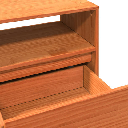 vidaXL TV Cabinet Wax Brown 140x37x50 cm Solid Wood Pine