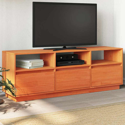 vidaXL TV Cabinet Wax Brown 140x37x50 cm Solid Wood Pine