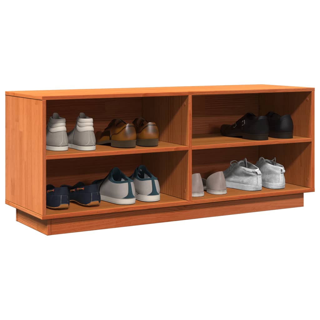 vidaXL Shoe Cabinet Wax Brown 110x34x45 cm Solid Wood Pine