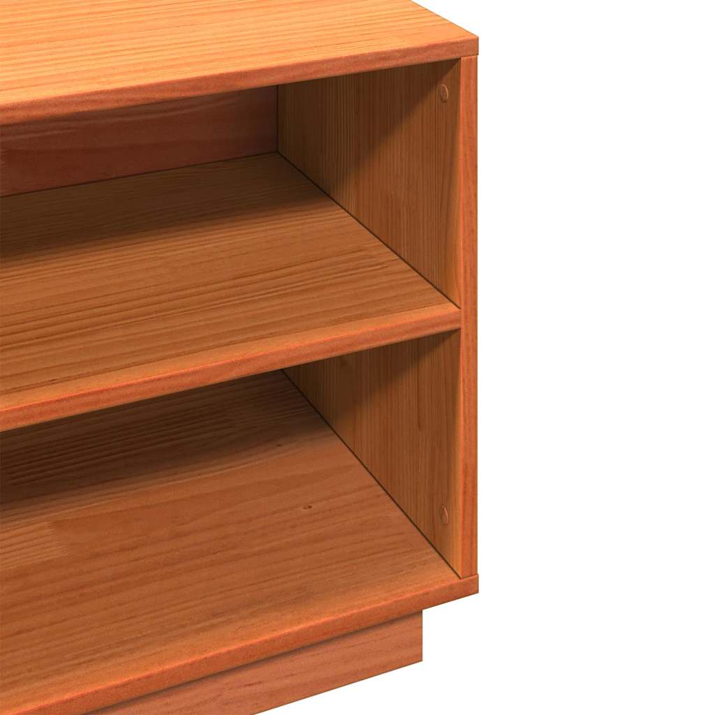 vidaXL Shoe Cabinet Wax Brown 110x34x45 cm Solid Wood Pine