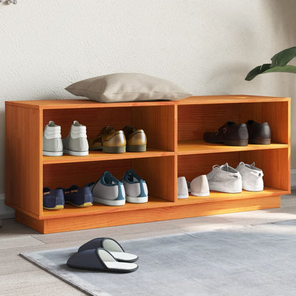 vidaXL Shoe Cabinet Wax Brown 110x34x45 cm Solid Wood Pine
