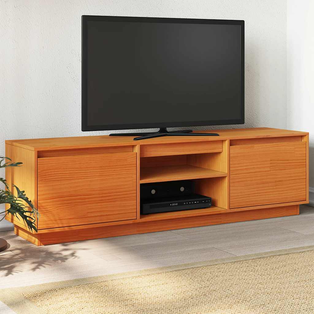vidaXL TV Cabinet Wax Brown 140x35x40 cm Solid Wood Pine