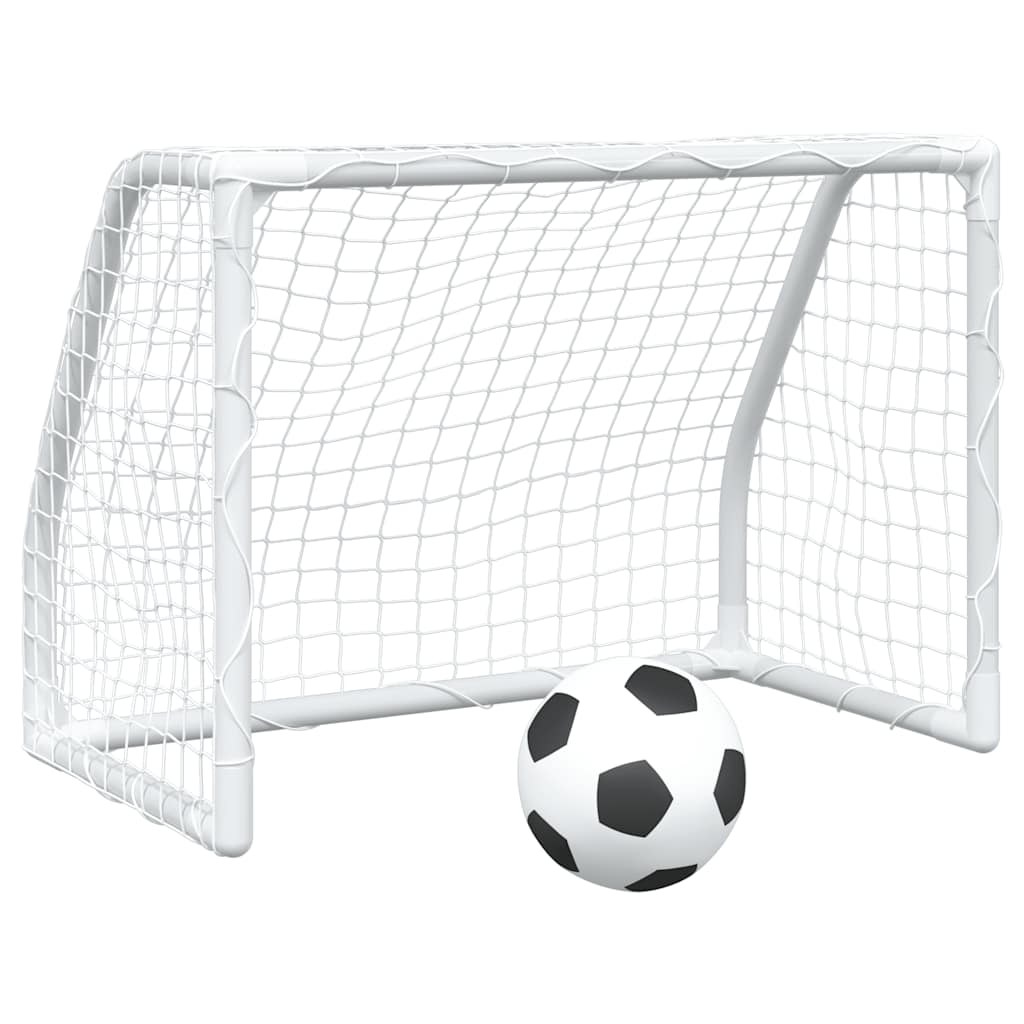 vidaXL Kids'Football Goals 2 pcs with Ball White 64x35x48 cm Metal