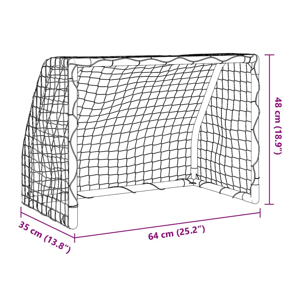 vidaXL Kids'Football Goals 2 pcs with Ball White 64x35x48 cm Metal
