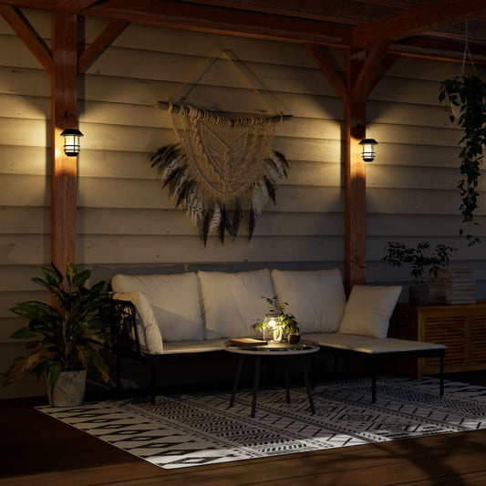vidaXL Solar Outdoor Wall Lanterns 4 pcs Warm White Flickering Flame