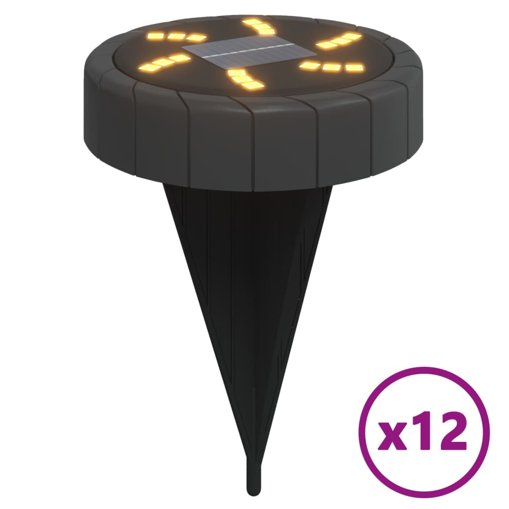 vidaXL Solar Ground Lights with Ground Spikes Outdoor 12 pcs Warm White
