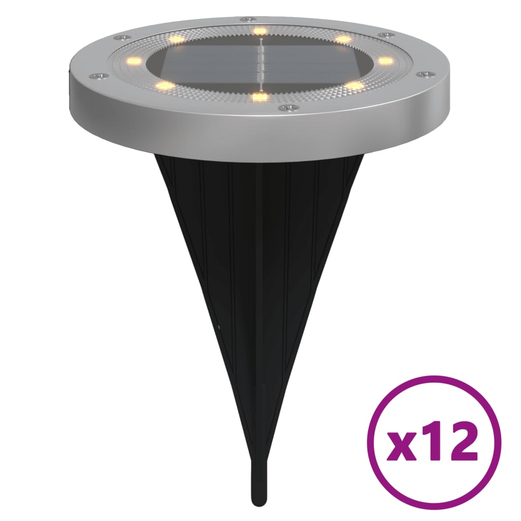 vidaXL Solar Ground Lights with Ground Spikes Outdoor 12 pcs Warm White