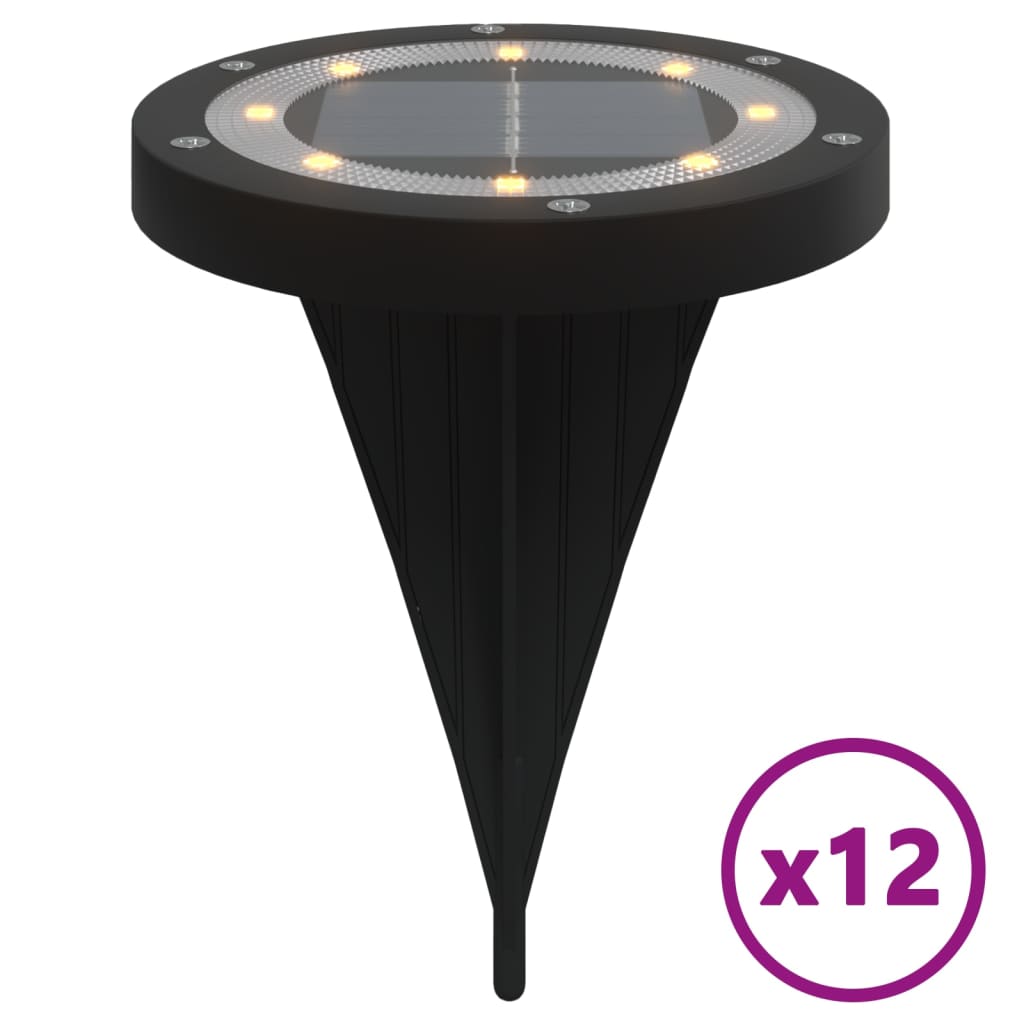 vidaXL Solar Ground Lights with Ground Spikes Outdoor 12 pcs Warm White