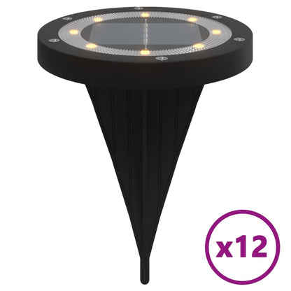 vidaXL Solar Ground Lights with Ground Spikes Outdoor 12 pcs Warm White