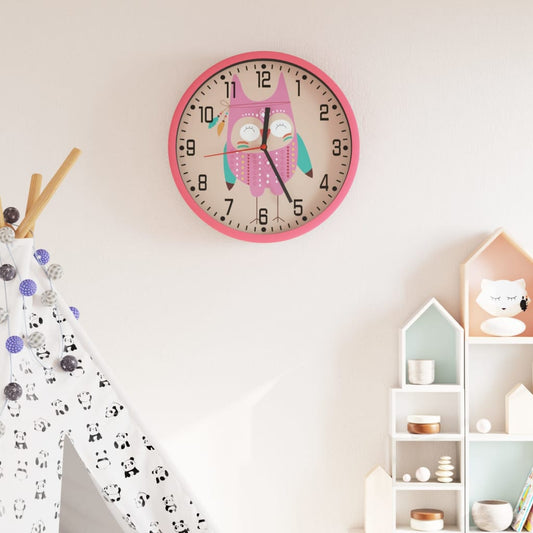 vidaXL Wall Clock Pink Ø25,5 cm Polystyrene and Glass