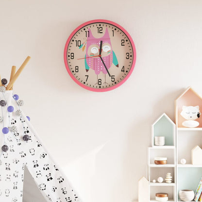 vidaXL Wall Clock Pink Ø25.5 cm Polystyrene and Glass
