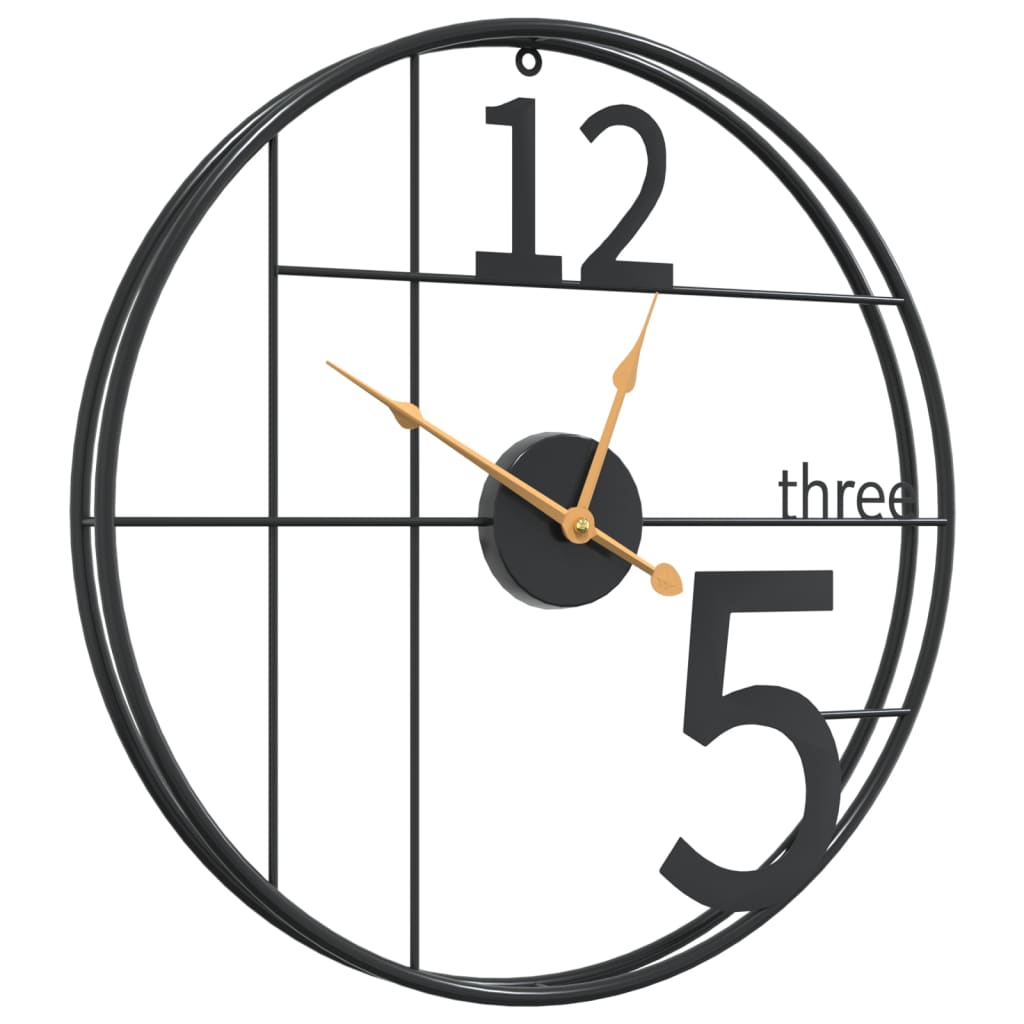 vidaXL Wall Clock Black Ø50 cm Iron