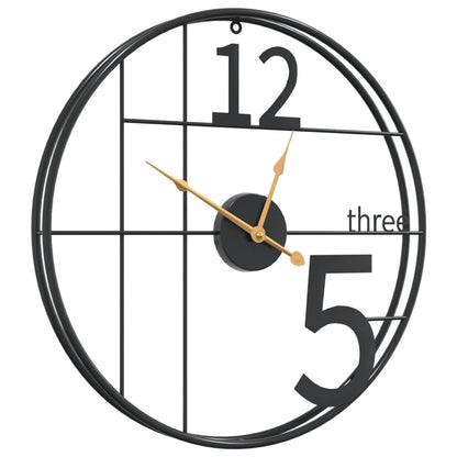 vidaXL Wall Clock Black Ø50 cm Iron