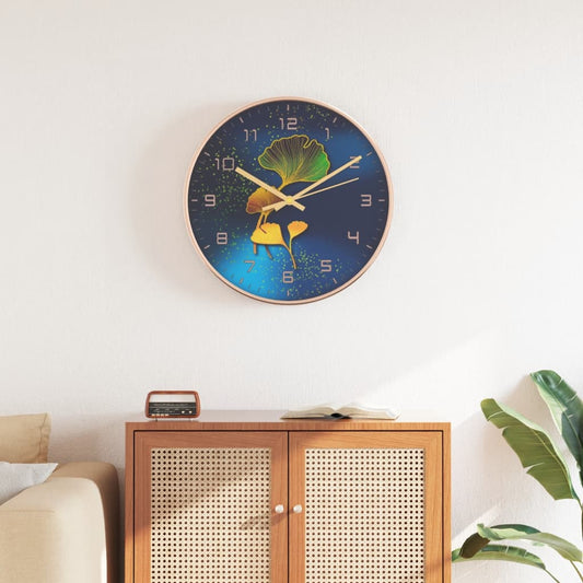 vidaXL Wall Clock Gold and Blue Ø29,5 cm Polystyrene and Glass