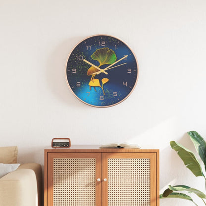 vidaXL Wall Clock Gold and Blue Ø29.5 cm Polystyrene and Glass