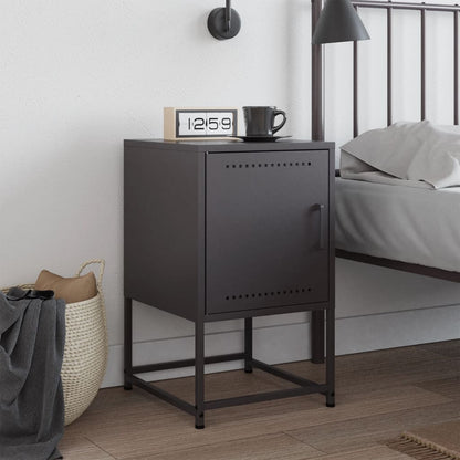 vidaXL Bedside Cabinet Black 36x39x60.5 cm Steel
