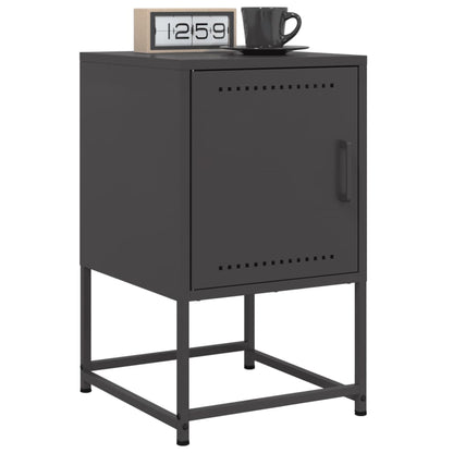 vidaXL Bedside Cabinet Black 36x39x60.5 cm Steel
