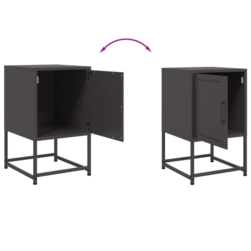 vidaXL Bedside Cabinet Black 36x39x60.5 cm Steel