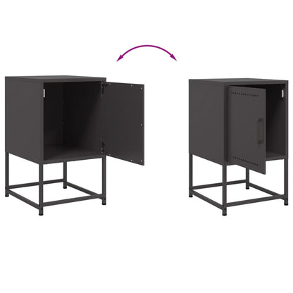 vidaXL Bedside Cabinet Black 36x39x60.5 cm Steel