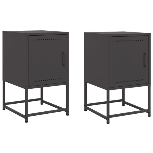 vidaXL Bedside Cabinets 2 pcs Black 36x39x60.5 cm Steel