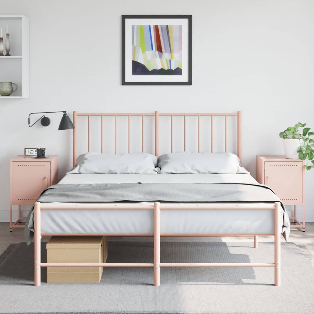 vidaXL Bedside Cabinets 2 pcs Pink 36x39x60.5 cm Steel