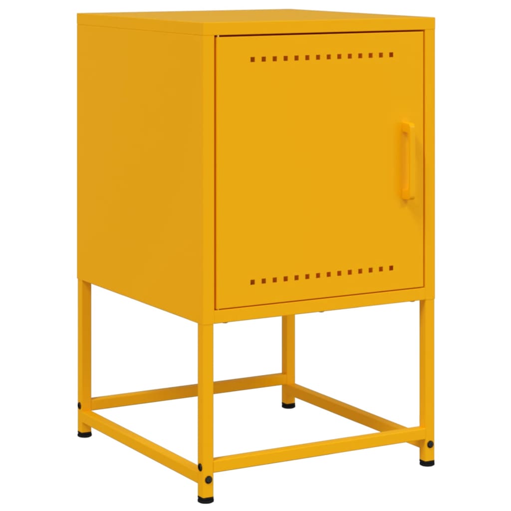 vidaXL Bedside Cabinet | Mustard Yellow | Steel | Medium | Bedside Cabinet