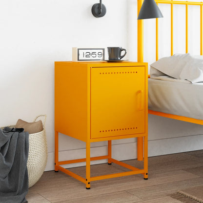 vidaXL Bedside Cabinet | Mustard Yellow | Steel | Medium | Bedside Cabinet