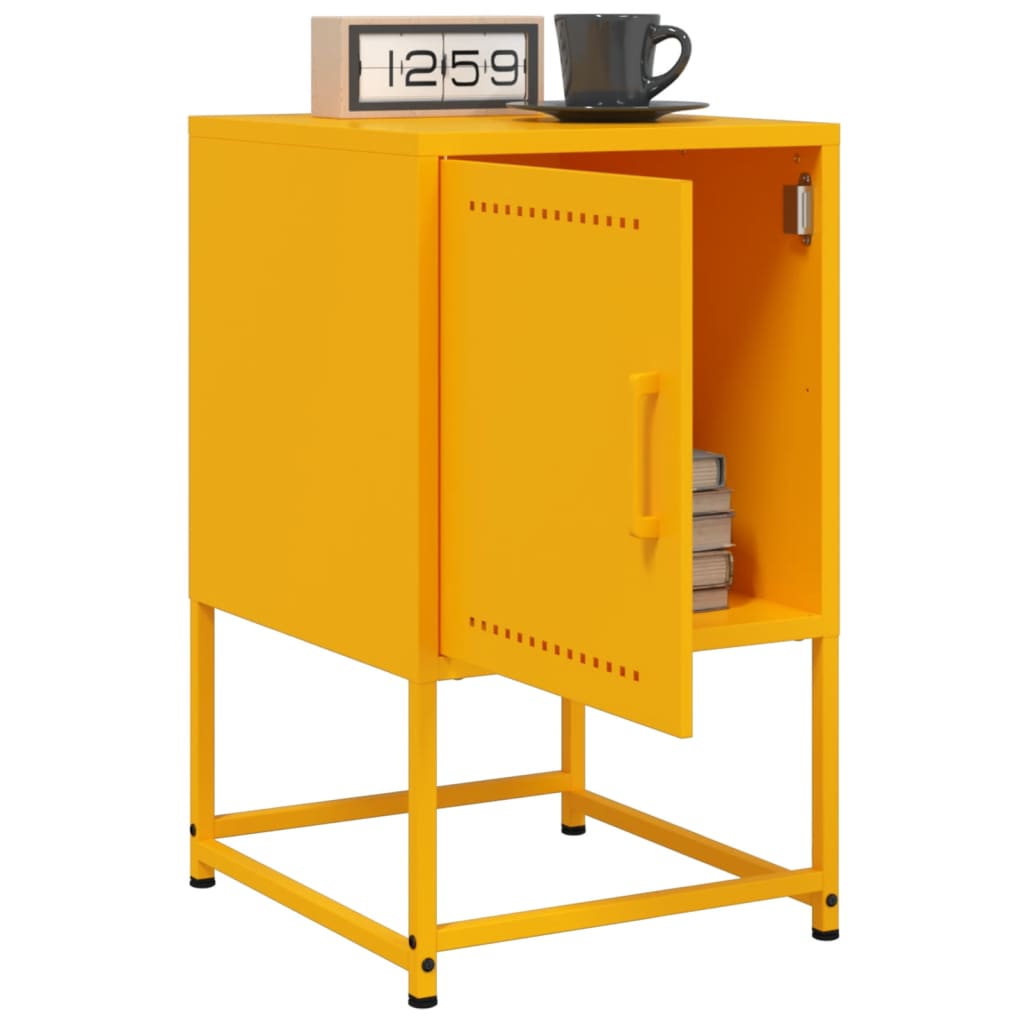 vidaXL Bedside Cabinet | Mustard Yellow | Steel | Medium | Bedside Cabinet
