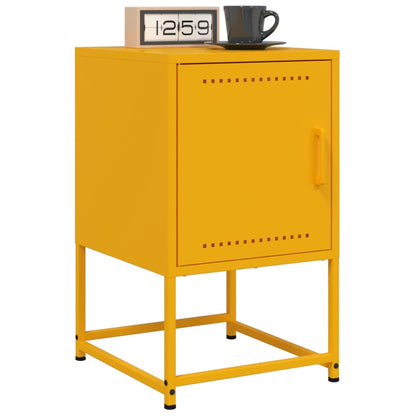 vidaXL Bedside Cabinet | Mustard Yellow | Steel | Medium | Bedside Cabinet