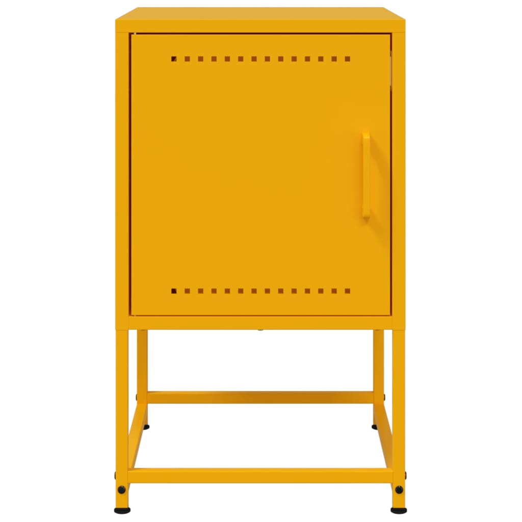 vidaXL Bedside Cabinet | Mustard Yellow | Steel | Medium | Bedside Cabinet