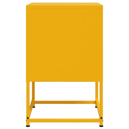 vidaXL Bedside Cabinet | Mustard Yellow | Steel | Medium | Bedside Cabinet
