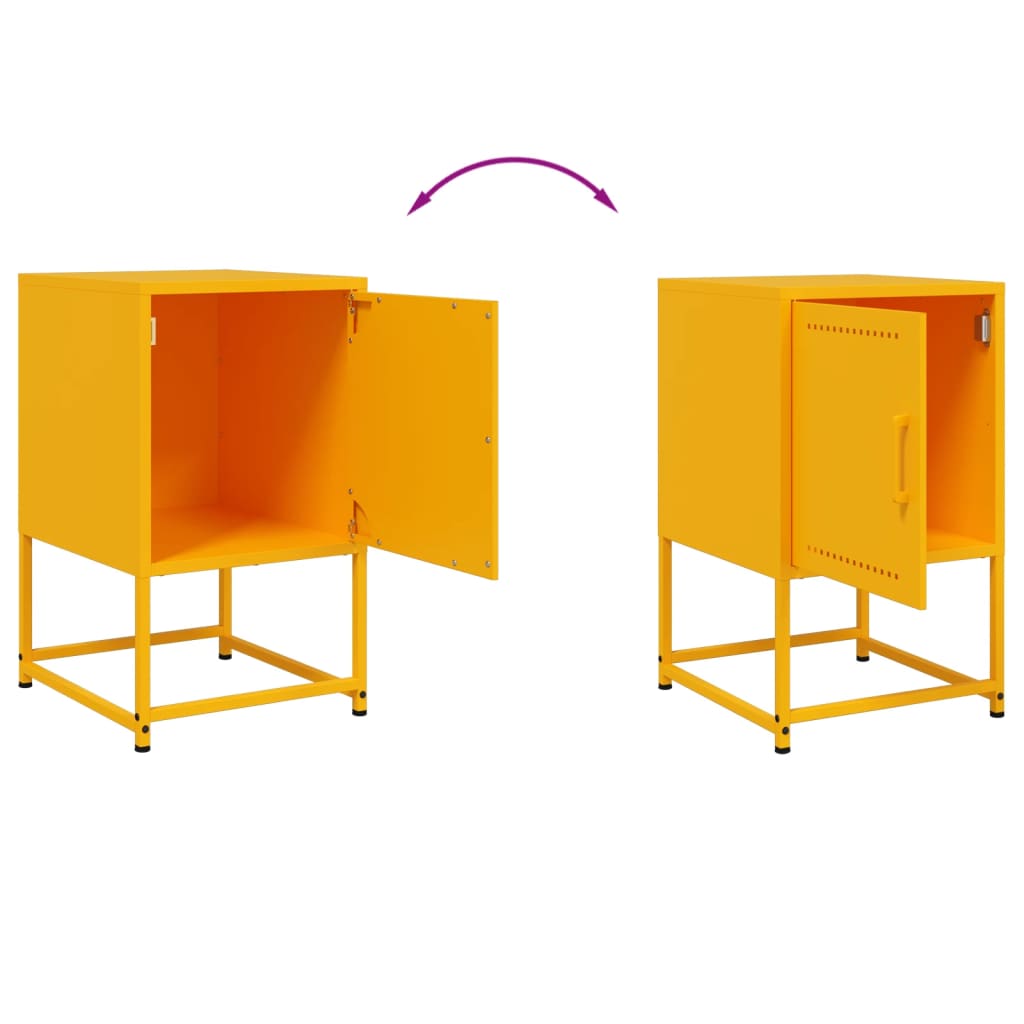 vidaXL Bedside Cabinet | Mustard Yellow | Steel | Medium | Bedside Cabinet
