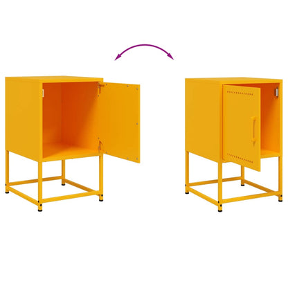 vidaXL Bedside Cabinet | Mustard Yellow | Steel | Medium | Bedside Cabinet