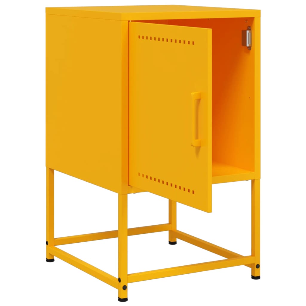vidaXL Bedside Cabinet | Mustard Yellow | Steel | Medium | Bedside Cabinet