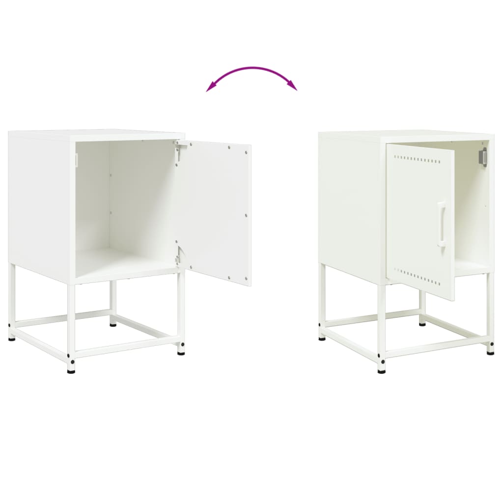 vidaXL Bedside Cabinets 2 pcs White 36x39x60.5 cm Steel