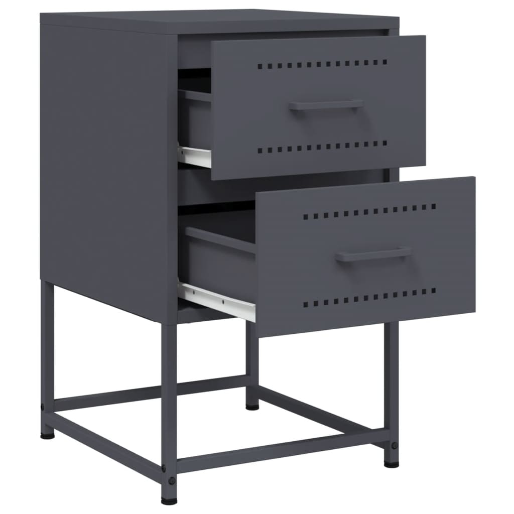 vidaXL Bedside Cabinet Anthracite 36x39x60.5 cm Steel