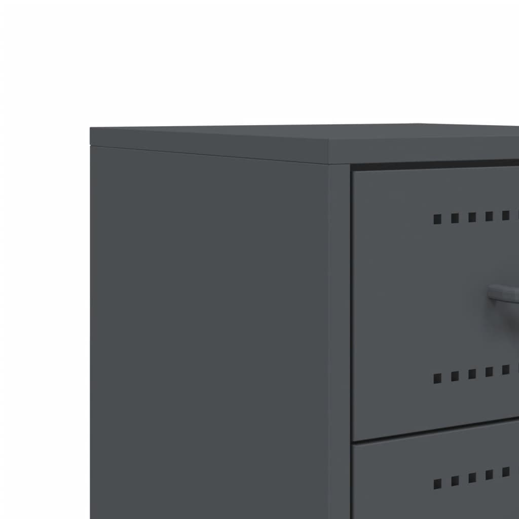 vidaXL Bedside Cabinet Anthracite 36x39x60.5 cm Steel