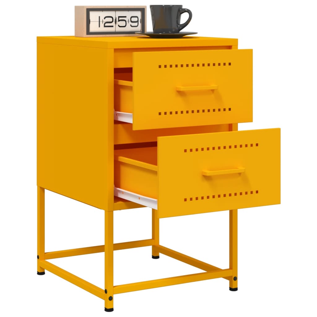 vidaXL Bedside Cabinet Mustard Yellow 36x39x60.5 cm Steel