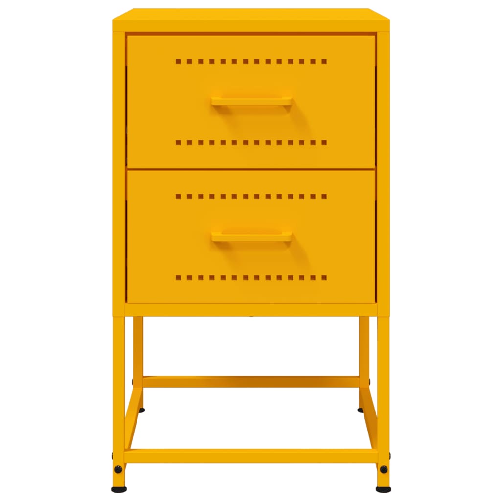 vidaXL Bedside Cabinet Mustard Yellow 36x39x60.5 cm Steel