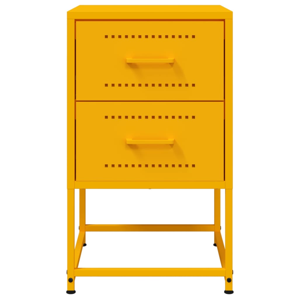 vidaXL Bedside Cabinets 2 pcs Mustard Yellow 36x39x60.5 cm Steel