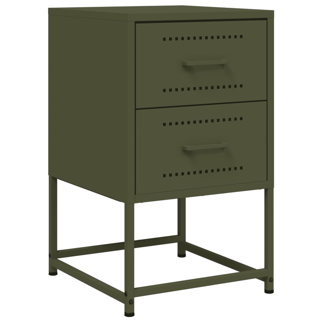 vidaXL Bedside Cabinet Olive Green 36x39x60.5 cm Steel
