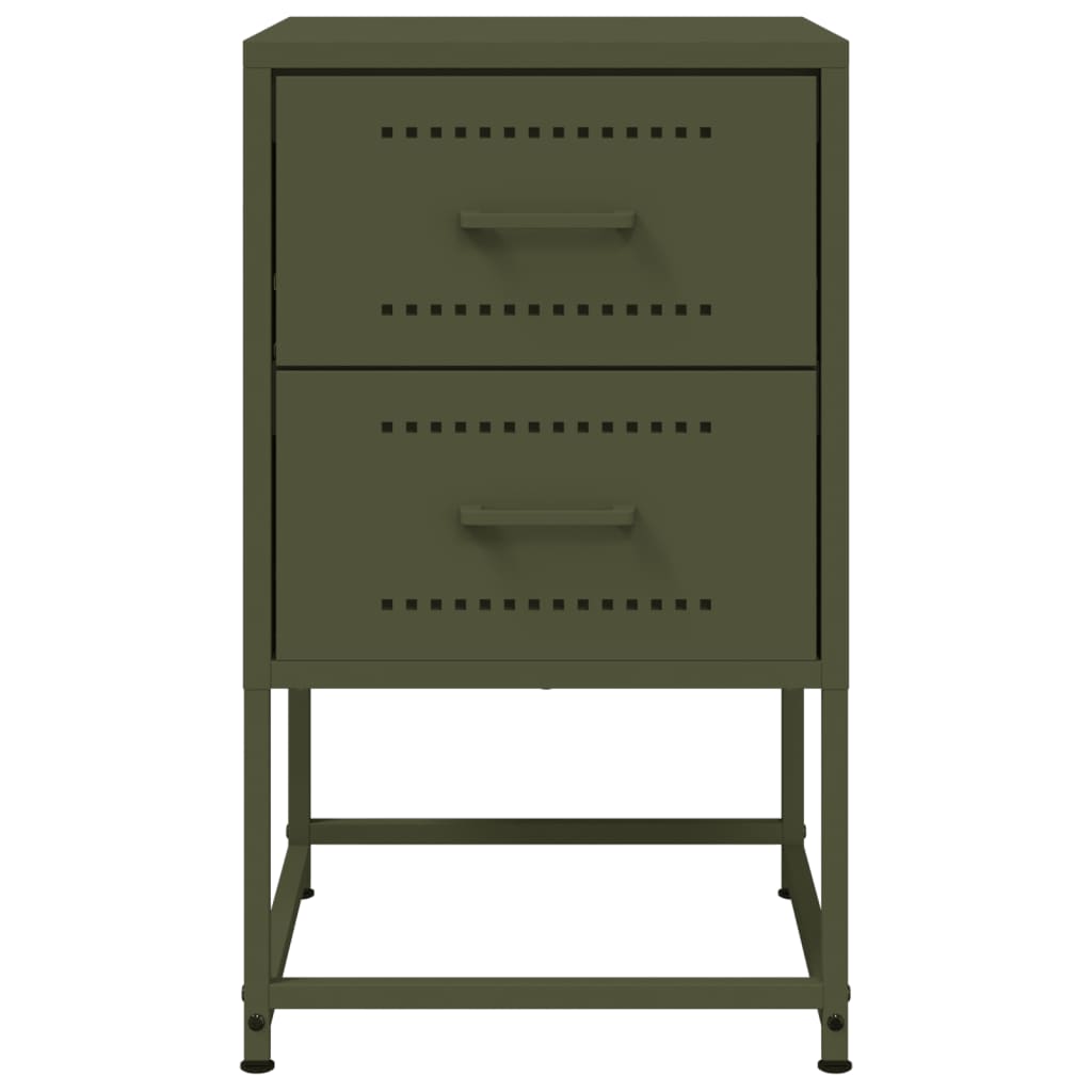 vidaXL Bedside Cabinet Olive Green 36x39x60.5 cm Steel