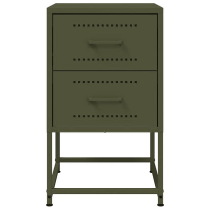 vidaXL Bedside Cabinet Olive Green 36x39x60.5 cm Steel