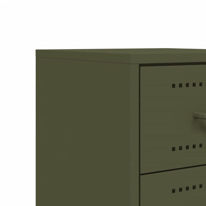vidaXL Bedside Cabinet Olive Green 36x39x60.5 cm Steel