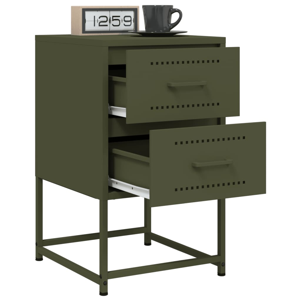 vidaXL Bedside Cabinets 2 pcs Olive Green 36x39x60.5 cm Steel
