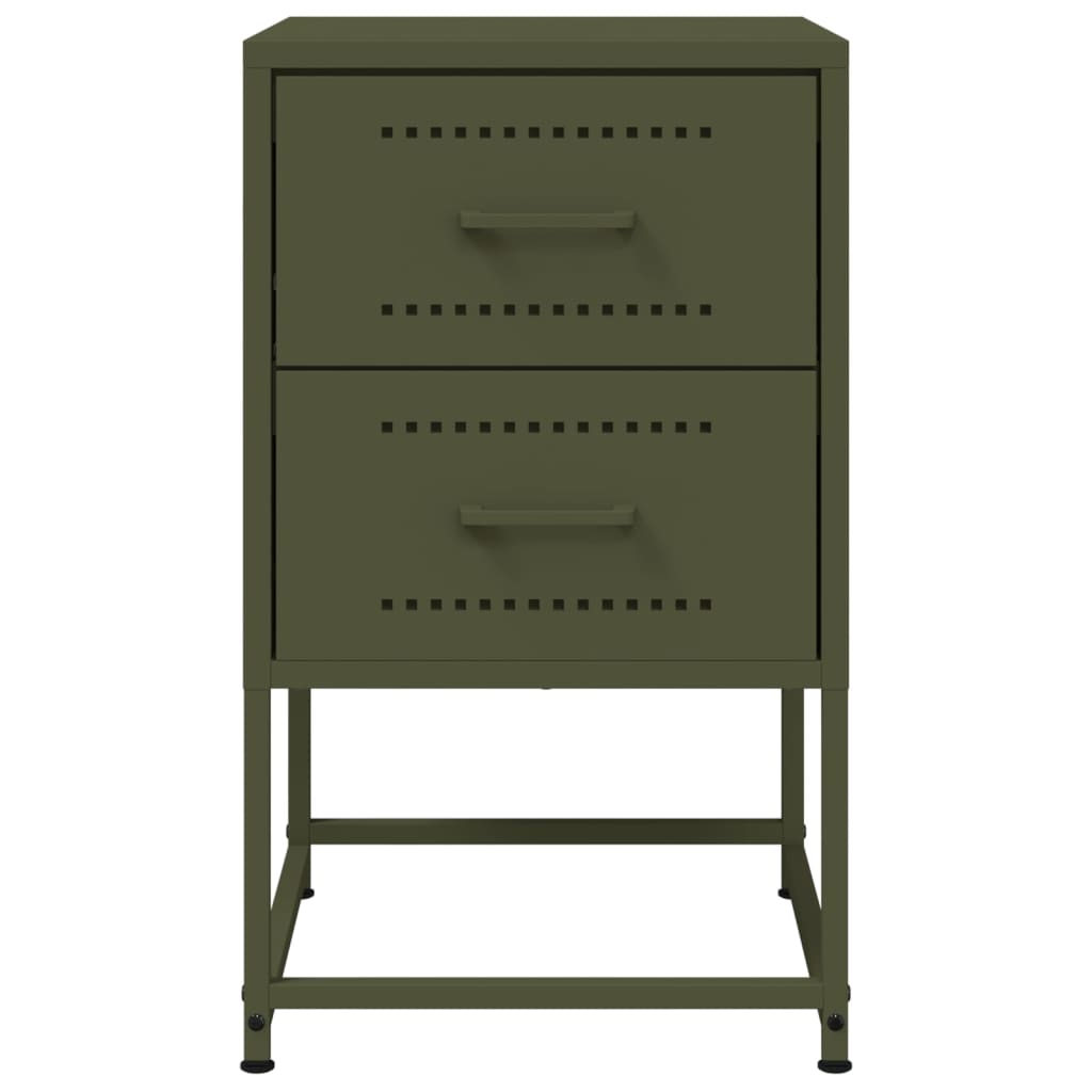 vidaXL Bedside Cabinets 2 pcs Olive Green 36x39x60.5 cm Steel
