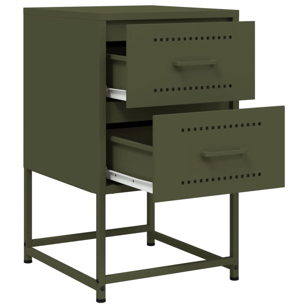 vidaXL Bedside Cabinets 2 pcs Olive Green 36x39x60.5 cm Steel