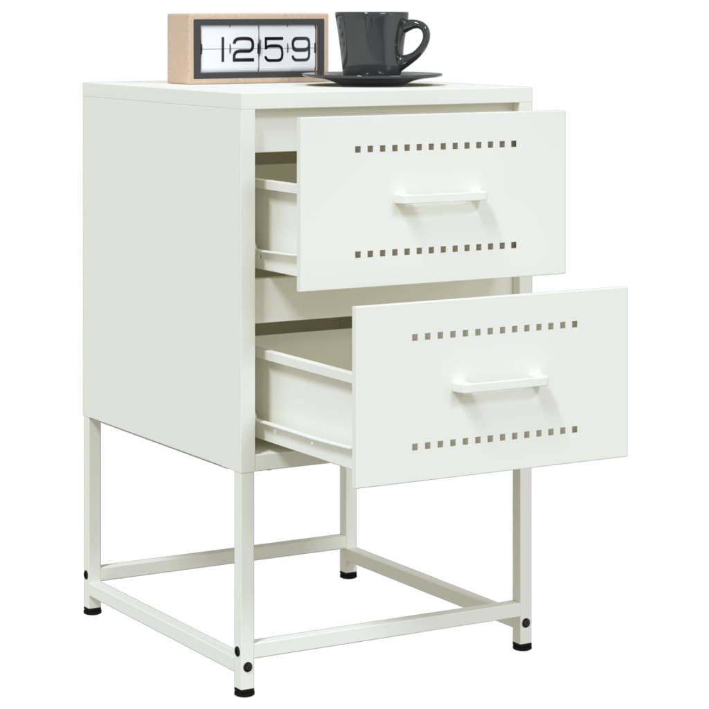 vidaXL Bedside Cabinet White 36x39x60.5 cm Steel